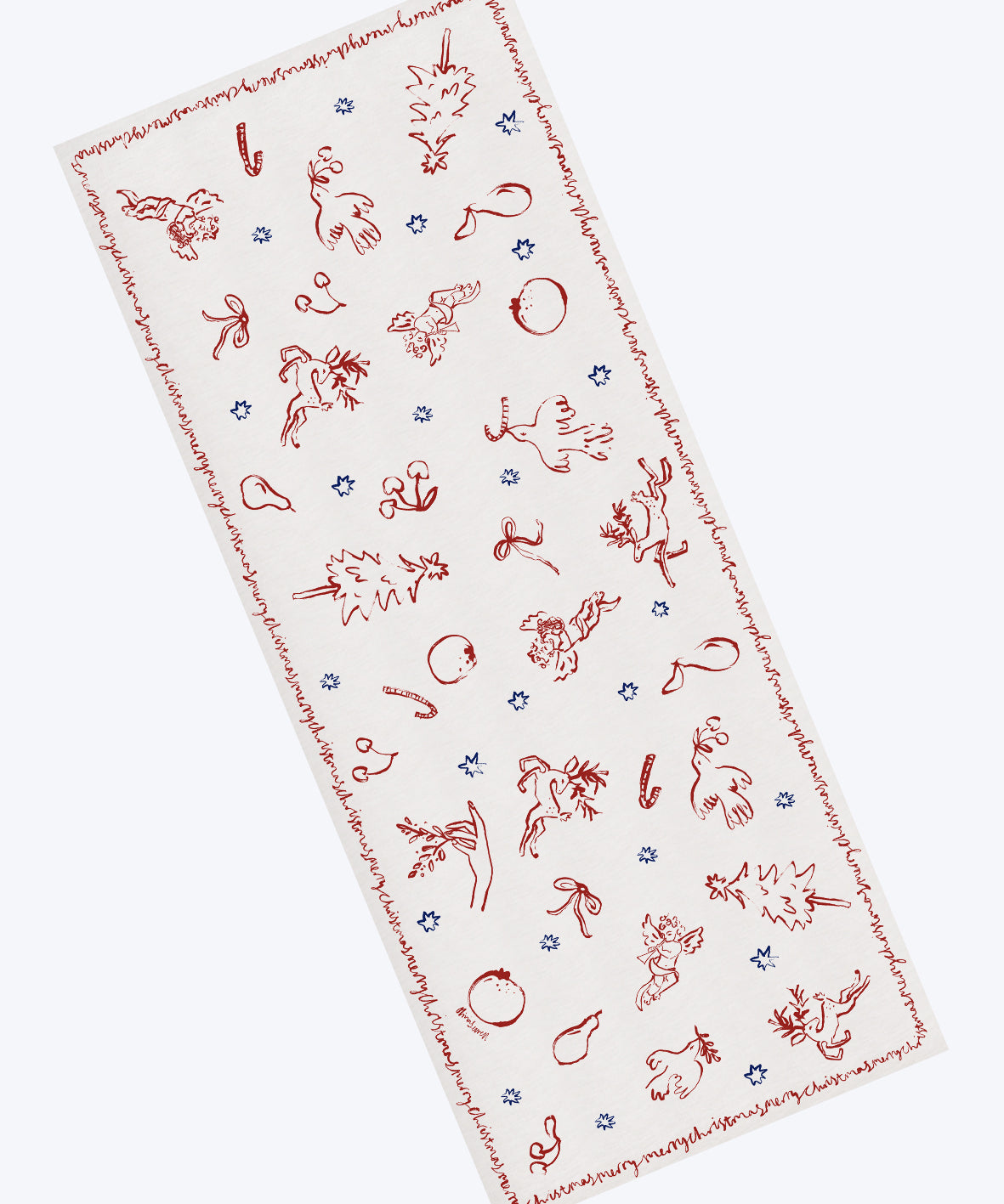 Cherubs & Reindeer Linen Tablecloth