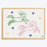 Pink & Green Horses