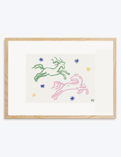 Pink & Green Horses
